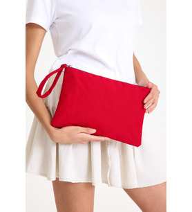 Premium Kadın Renkli Astarlı Fermuarlı Clutch El Çantası Portföy (Kırmızı)