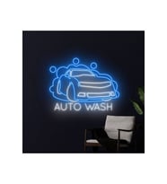 AUTO WASH Yazılı ve Şekilli Neon Tabela