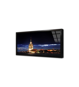 Kız Kulesi Gece Çerçeveli Cam Tablo