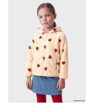 LCW Kids Ekru Kapüşonlu Desenli Kız Çocuk Fermuarlı Sweatshirt