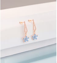 925 Ayar Gümüş Aquamarine Nergis Çiçeği Kanat Küpe