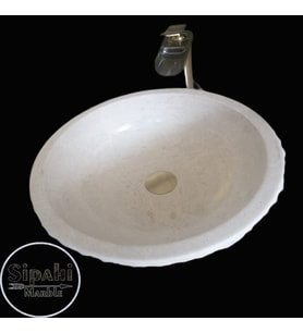 Bej Mermer Dışı Yatay Patlatma Lavabo