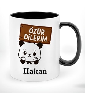 BK Gift Kişiye Özel Özür Dilerim Tasarımlı Siyah Kupa Bardak, Özür Dileme Hediyesi