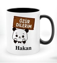 BK Gift Kişiye Özel Özür Dilerim Tasarımlı Siyah Kupa Bardak, Özür Dileme Hediyesi