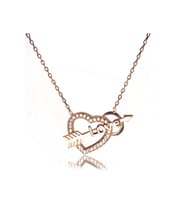 Kalpli Oklu Love Bayan Gümüş Kolye Rose Model