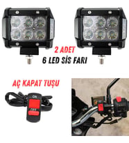 2 Adet 6 Ledli Motosiklet Off Road Scooter Uyumlu Led Sis Farı Açma Kapatma Tuşlu