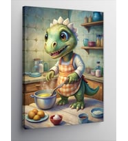Kanvas Tablo Yemek Yapan Dinozor