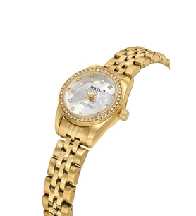Polo Air Mercek Takvimli Lüx Taşlı Kadın Kol Saati Gold Renk PL-1613B1x