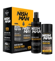 NISHMAN Seyrek Saç Kapatıcı Dolgunlaştırıcı Keratin Fiber Topik Ve Sabitleyici Sprey / ORTA KAHVE Renk 20 GR