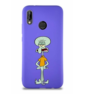 Huawei P20 Lite Soft Premier Kapak Squidward Dokunaç Tasarımlı Silikon Kılıf - Mor (Şeffaf)
