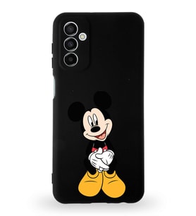 Samsung Galaxy M23 Uyumlu Lansman Kılıf Altı Kapalı İçi Kadife  Mickey Mouse-A Tasarımlı  Kapak (Şeffaf)