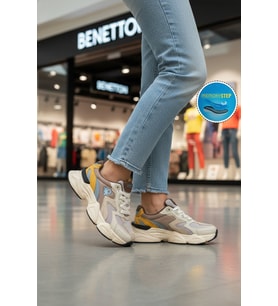 United Colors Of Benetton Bej Haki Memory Foam Kadın Spor Ayakkabı BN-11121 G