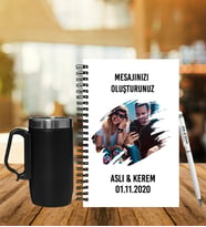Sevgiliye Özel Ahşap Defter Kalem & Termos Mug Hediye Seti