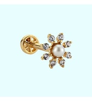 Altın İnci Tragus Piercing 14 Ayar
