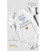 İyi Ki Dayım Var Sayesinde Havam Var Baskılı Bebek Zıbını – Çıtçıtlı Body  %100 Pamuk Kısa Kol (Beyaz)