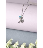 Kalp Anahtar Figürlü Nazar Boncuklu 925 Ayar Gümüş Kolye (Silver)