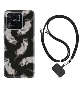 Xiaomi Redmi Note 7 8 9 Pro 10 2022 10 Pro 10S Kılıf Boyun Askılı Silikon Sevimli Kedicikler 1785
