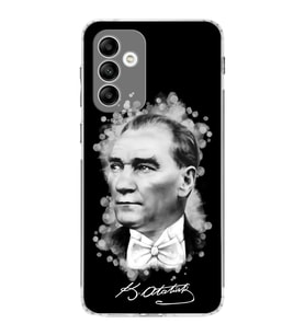 Samsung Galaxy M23 Uyumlu Kamera korumalı Kapak Atatürk Tasarımlı  Şeffaf Kılıf