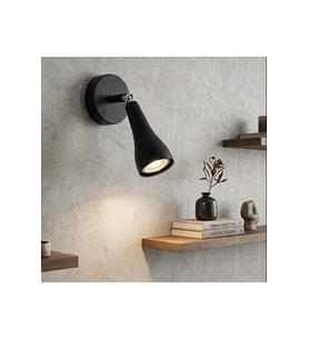 Nordik Mafsallı GU10 Spot Duvar Apliği Siyah Konik Form Os ram Tasarruflu Led Ampül Modern Mimari