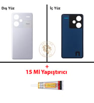 Xiaomi Redmi Note 13 Pro Plus 5G - Lenssiz Mistik Gümüş Arka Pil Kapağı + B-7000 Yapıştırıcı