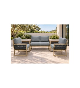 Yasemin 2+1+1 Rattan İp Detaylı Balkon-bahçe-kafe,çay Seti,koltuk Takımı,oturma Grubu,ofis Koltuğu