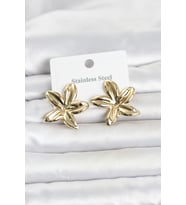 316L Çelik Gold Renk Lotus Çiçeği Model Kadın Küpe 5886 - EEEEEE6788-4633