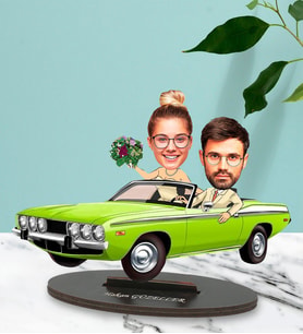 Kişiye Özel Nostalji Gelin Damat Tasarımlı Karikatür Biblo