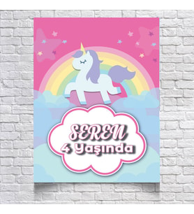 UNICORN TEMALI DOĞUM GÜNÜ AFİŞİ