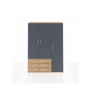 Arges Dolap 6 Raflı 3 Çekmeceli Tek Askılı 132x30x195 Çam-Antrasit/Çam