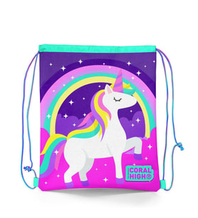 Coral High Kids Mor Su Yeşili Unicorn Desenli İpli Büzgülü Sırt Çantası 22483