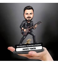 Elektro Gitarist Müzisyen Erkeğe Hediye Kişiye Özel Karikatürlü Biblo