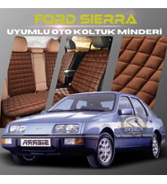 Ford Sierra Kahverengi Renk Tay Tüyü Cepli & Terletmez Sırtlı Oto Koltuk Minder Seti - Koltuk Koruma Kılıfı (ÖN & ARKA TAM SET)