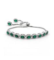 Else Silver Zümrüt Oval Taşlı Asansörlü Gümüş Bileklik