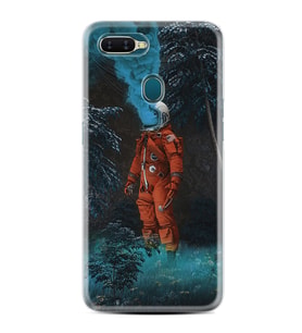 Oppo A5S A15 A16 A54 A55 A73 A74 Kılıf Desemli Silikon Astronot Smoke 1769