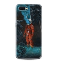 Oppo A5S A15 A16 A54 A55 A73 A74 Kılıf Desemli Silikon Astronot Smoke 1769