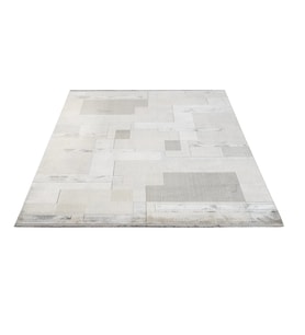 Makine Kaymaz Yıkanabilir Beyaz Geometrik Viskon Salon Halısı Mutfak Halısı Koridor Halısı Yolluk gri