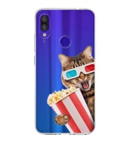 PrintiFy Xiaomi Redmi Note 7 Pro ile Uyumlu 1mm Slim Fit Kedi 1 050b Baskılı Şeffaf  Kılıf
