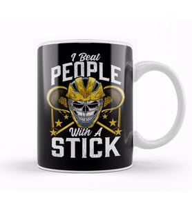 Funny I Beat People With a Stick Lacrosse LAX Pun Kupa Bardak Porselen