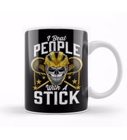 Funny I Beat People With a Stick Lacrosse LAX Pun Kupa Bardak Porselen