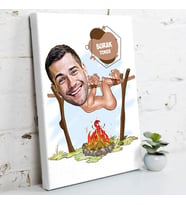 Kurtarın Beni Karikatürlü Kanvas Tablo