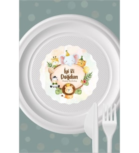 Safari Party Teması Tabak Sticker (Etiket) 15'li * Yapışkanlı Kağıt