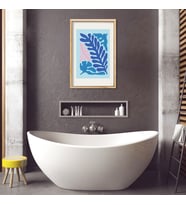 Tekli Ahşap Lamine Çerçeveli Mdf Banyo Tablosu Mavi Yosunlar (Ahşap)