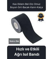 Hızlı Etkili Siyah Bel Diz Omuz Boyun Sırt Bacak Kas Eklem Kinezyo Ağrı IsıI Bandı 5cm x 5m