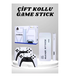 Mey İthalat® 4K HD Görüntü Kaliteli Retro Game Stick 20000 Oyunlu Çift Kollu Beyaz Game Stick