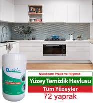 QUICKCARE Dezenfektanlı Yüzey Temizlik Havlusu 72 Yaprak- Limon Kokulu (Beyaz)