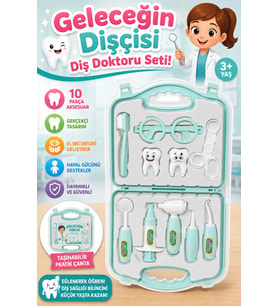 Eğitici Çantalı Oyuncak Dişçi Seti 10 Parça Kız Çocuk Diş Doktoru Oyun Seti (3+ Yaş)