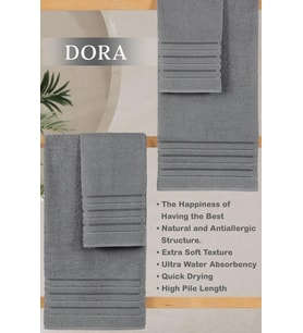 4 Lü Banyo Havlusu Seti Dora Gri - 70X140cm x2 / 50x90cm x2