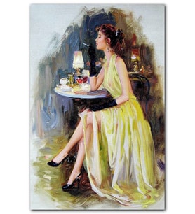Cakatablo Konstantin Razumov Rus Ressam Kadın Şarap Sigara Resmi MDF Tablo