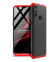 Realme 6İ Kılıf 3 Parça Slim Sert Silikon Kapak AYS (Siyah-Kırmızı)