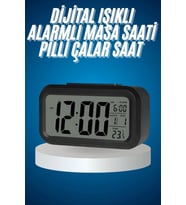 Işıklı Dereceli Masa Ofis Saati Alarmlı Termometre Takvim Çalar Saat